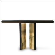 Console table with wooden black lacquered structure and with gold plated solid polished brass 164-Maxima