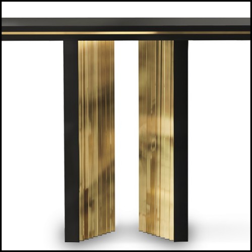 Console table with wooden black lacquered structure and with gold plated solid polished brass 164-Maxima