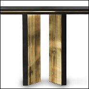 Console avec structure en bois laqué noir et laiton massif poli plaqué Gold 164-Maxima