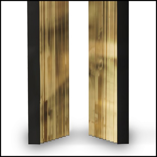 Console table with wooden black lacquered structure and with gold plated solid polished brass 164-Maxima