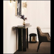 Console table with wooden black lacquered structure and with gold plated solid polished brass 164-Maxima