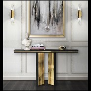 Console table with wooden black lacquered structure and with gold plated solid polished brass 164-Maxima