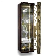 Cabinet avec structure en racine de noyer massif verni et avec porte en laiton massif finition vintage 169-Carpus Shelves