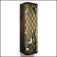 Cabinet avec structure en racine de noyer massif verni et avec porte en laiton massif finition vintage 169-Carpus Shelves