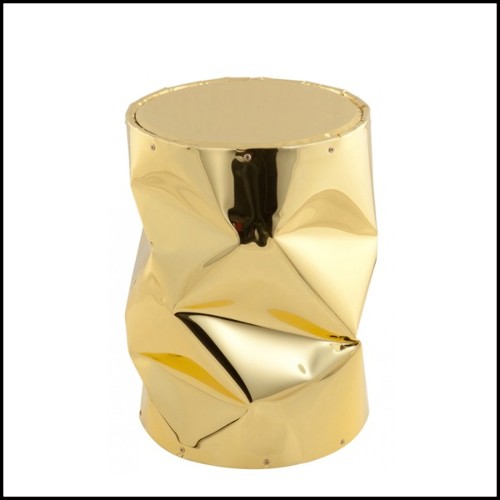 Tabouret avec structure en aluminium poli tordue finition Gold 107-Bumpy Medium