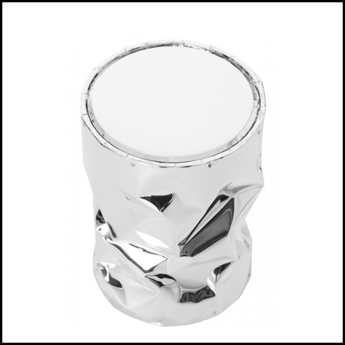 Tabouret avec structure en aluminium poli tordue finition Gold 107-Bumpy Medium