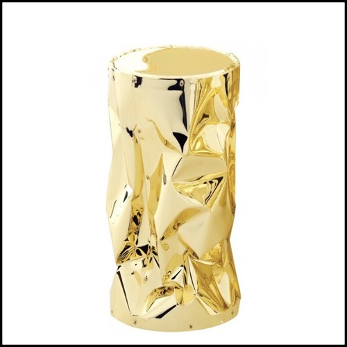 Tabouret avec structure en aluminium poli tordue finition Gold ou chromée 107-Bumpy Large