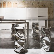 Tabouret avec structure en aluminium poli tordue finition Gold ou chromée 107-Bumpy Large