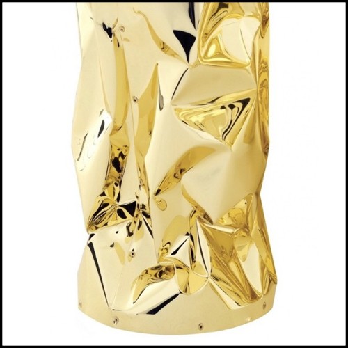 Tabouret avec structure en aluminium poli tordue finition Gold ou chromée 107-Bumpy Large