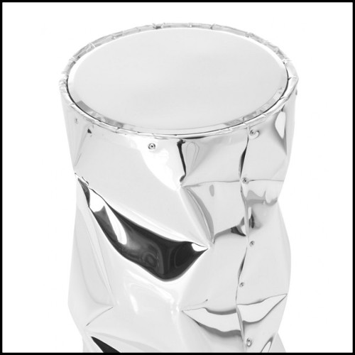 Tabouret avec structure en aluminium poli tordue finition Gold ou chromée 107-Bumpy Large