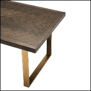 Table avec structure en chêne marron et piétement en acier inoxydable finition laiton brossé 24-Baltazar