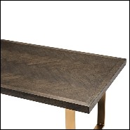 Table avec structure en chêne marron et piétement en acier inoxydable finition laiton brossé 24-Baltazar