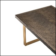 Dining table with structure in brown oak veneer finish and base in stainless steel with brushed brass finish 24-Baltazar