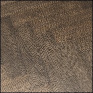 Table avec structure en chêne marron et piétement en acier inoxydable finition laiton brossé 24-Baltazar