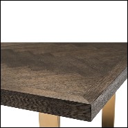 Table avec structure en chêne marron et piétement en acier inoxydable finition laiton brossé 24-Baltazar