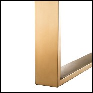 Table avec structure en chêne marron et piétement en acier inoxydable finition laiton brossé 24-Baltazar