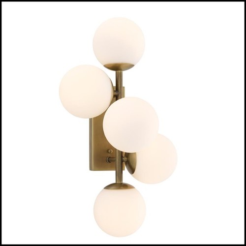 Wall Lamp in antique brass finish and white glass 24-Exo