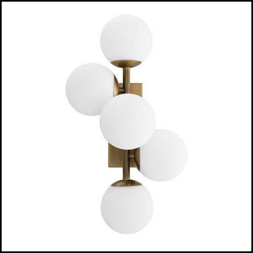 Wall Lamp in antique brass finish and white glass 24-Exo