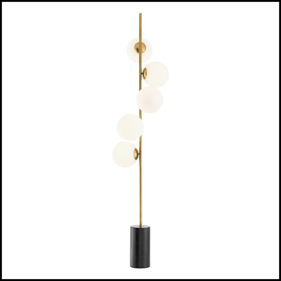 Floor Lamp in antique brass finish or nickel finish with white or clear glass and black marble base 24-Exo