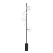 Floor Lamp in antique brass finish or nickel finish with white or clear glass and black marble base 24-Exo