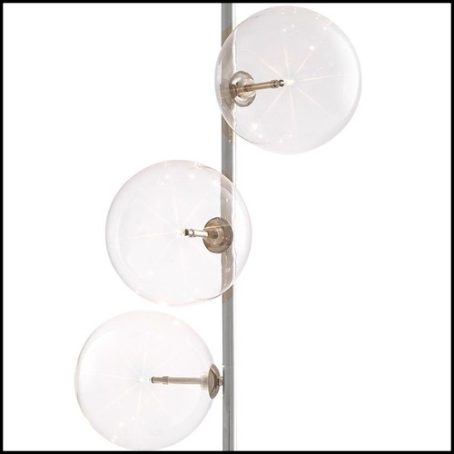 Floor Lamp in antique brass finish or nickel finish with white or clear glass and black marble base 24-Exo