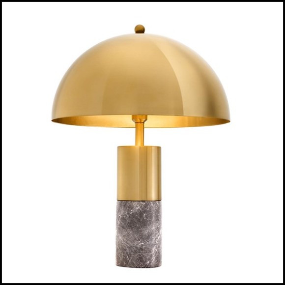 Table Lamp with structure in brass finish and grey marble 24-Coupole