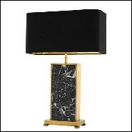 Table lamp with frame structure in antique brass finish and black marble 24-Flat Marble