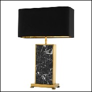 Lampe de table avec structure finition laiton antique et marbre noir 24-Flat Marble