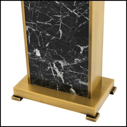 Lampe de table avec structure finition laiton antique et marbre noir 24-Flat Marble