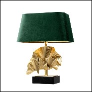 Table lamp with structure in brass polished finish and black granite base 24-Ginko Medium