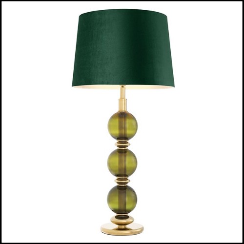 Lampe de table avec structure finition Gold et verre vert soufflé à la main 24-Green Glass