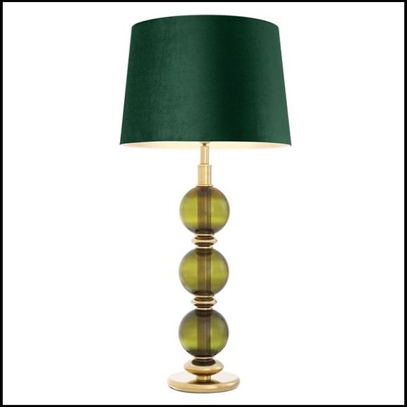 Table lamp with structure in gold finish and hand blown green glass 24-Green Glass
