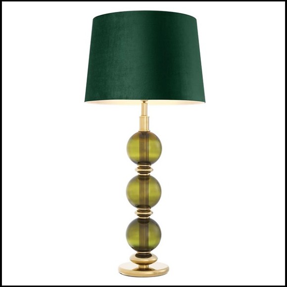 Lampe de table avec structure finition Gold et verre vert soufflé à la main 24-Green Glass