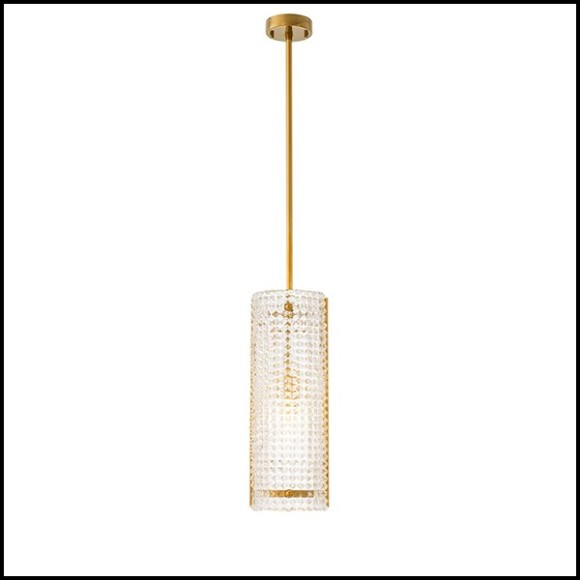 Chandelier with structure in gold finish and hand blown clear glass 24-Glass Forms