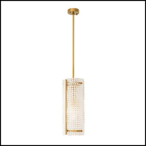 Lustre avec structure finition Gold et verre clair soufflé à la main 24-Glass Forms