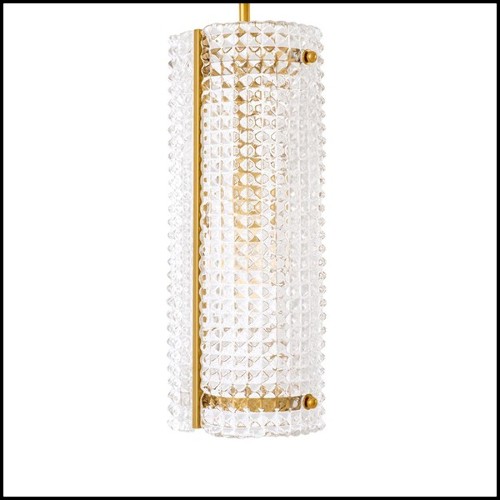 Lustre avec structure finition Gold et verre clair soufflé à la main 24-Glass Forms
