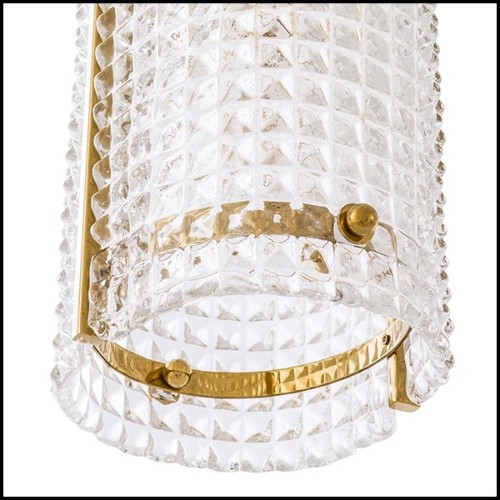Lustre avec structure finition Gold et verre clair soufflé à la main 24-Glass Forms