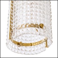Chandelier with structure in gold finish and hand blown clear glass 24-Glass Forms