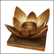 Photophore avec structure en laiton vintage et verre clair 24-Water Flower