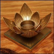 Photophore avec structure en laiton vintage et verre clair 24-Water Flower