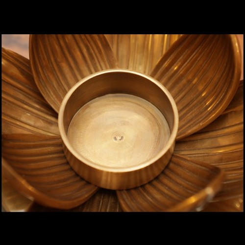 Photophore avec structure en laiton vintage et verre clair 24-Water Flower