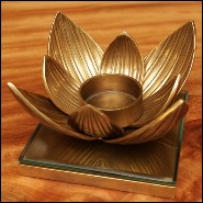 Photophore avec structure en laiton vintage et verre clair 24-Water Flower