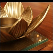 Photophore avec structure en laiton vintage et verre clair 24-Water Flower