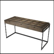 Desk with structure in stainless steel in bronze finish and oak veneer 24-Oak Panels