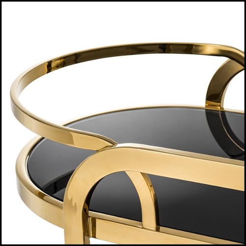 Dessert avec structure en acier inoxydable finition Gold et plateaux en verre noir 24-Peninsula