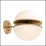 Wall Lamp with structure in antique brass finish and white glass 24-Sphericals