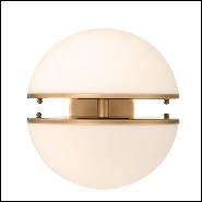 Wall Lamp with structure in antique brass finish and white glass 24-Sphericals