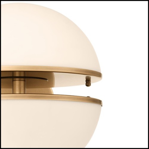 Wall Lamp with structure in antique brass finish and white glass 24-Sphericals
