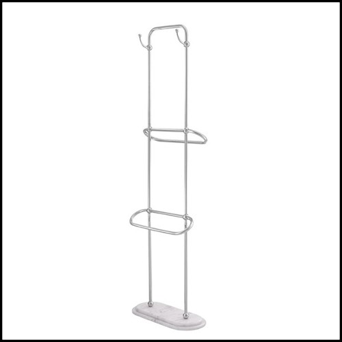 Towel rack with structure in polished stainless steel and white marble base 24-Nelly L