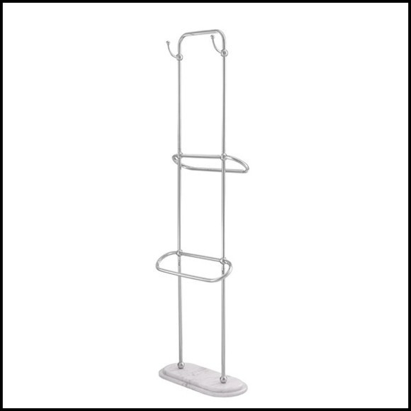 Porte-serviettes avec structure en acier inoxydable poli et base en marbre blanc 24-Nelly L